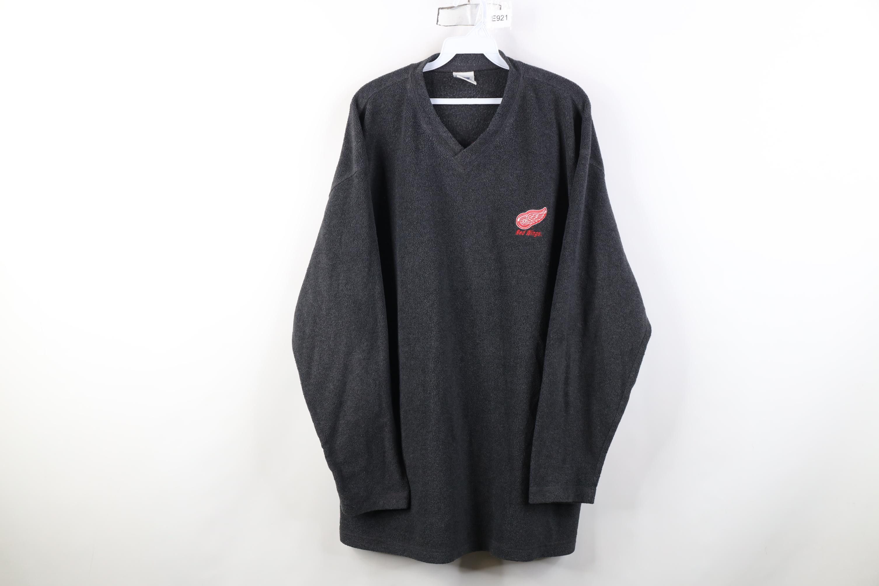 Vintage Vintage 90s Red Wings Hockey Fleece V-Neck Sweater Gray Size US XL / EU 56 / 4 - 1 Thumbnail