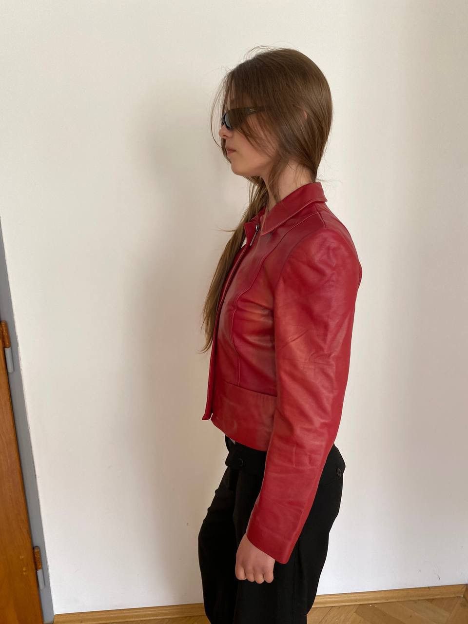 Vintage Vintage red leather tight jacket Size S / US 4 / IT 40 - 3 Thumbnail