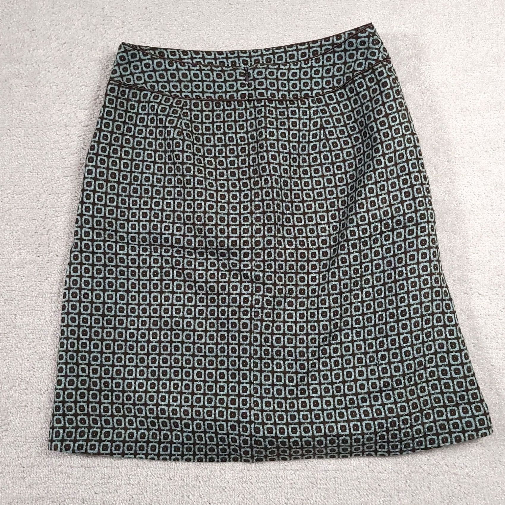 Worthington Worthington Skirt Women's 6 Teal Brown Lined Knit Geometric Pockets Zip Pencil Skirt Size 28" / US 6 / IT 42 - 4 Thumbnail
