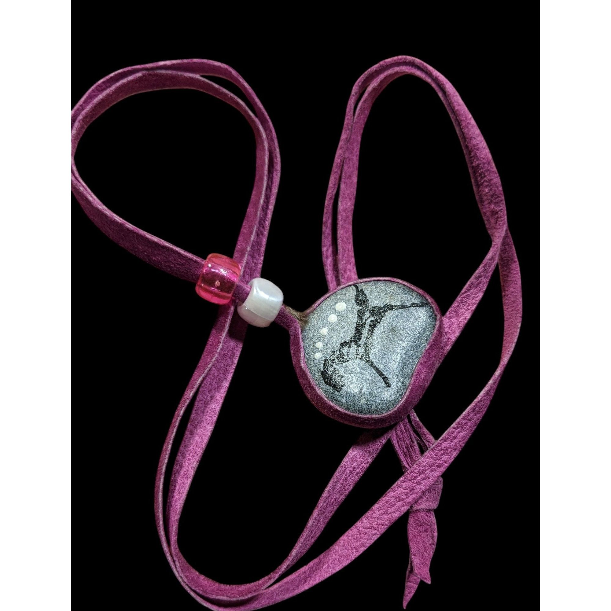 Other Native Hand Painted Mustang Rock Pendant Necklace With Purpl Size ONE SIZE - 4 Thumbnail