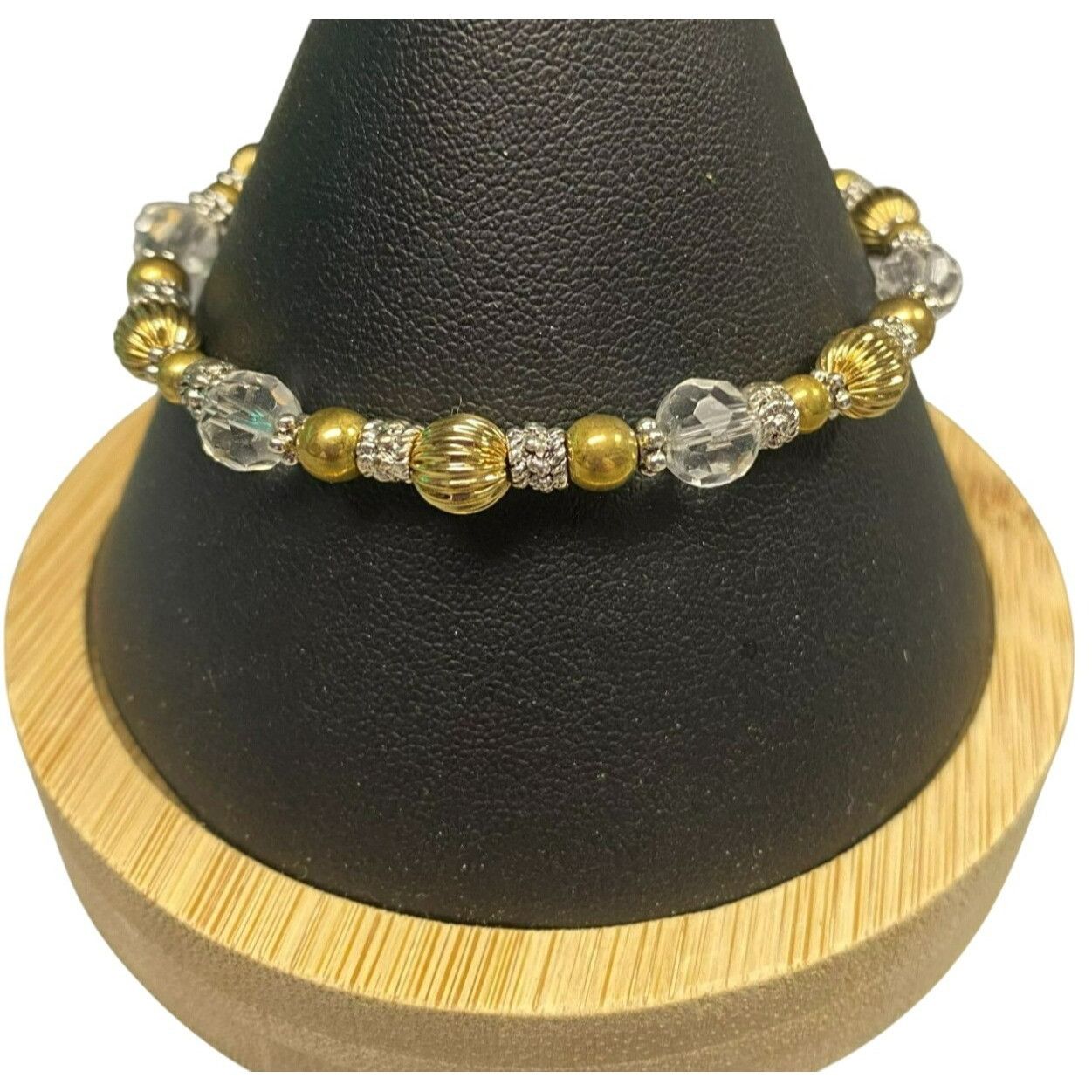 Other Gold Silver and Clear Beaded Mom Bracelet With Heart Toggle Size ONE SIZE - 2 Thumbnail
