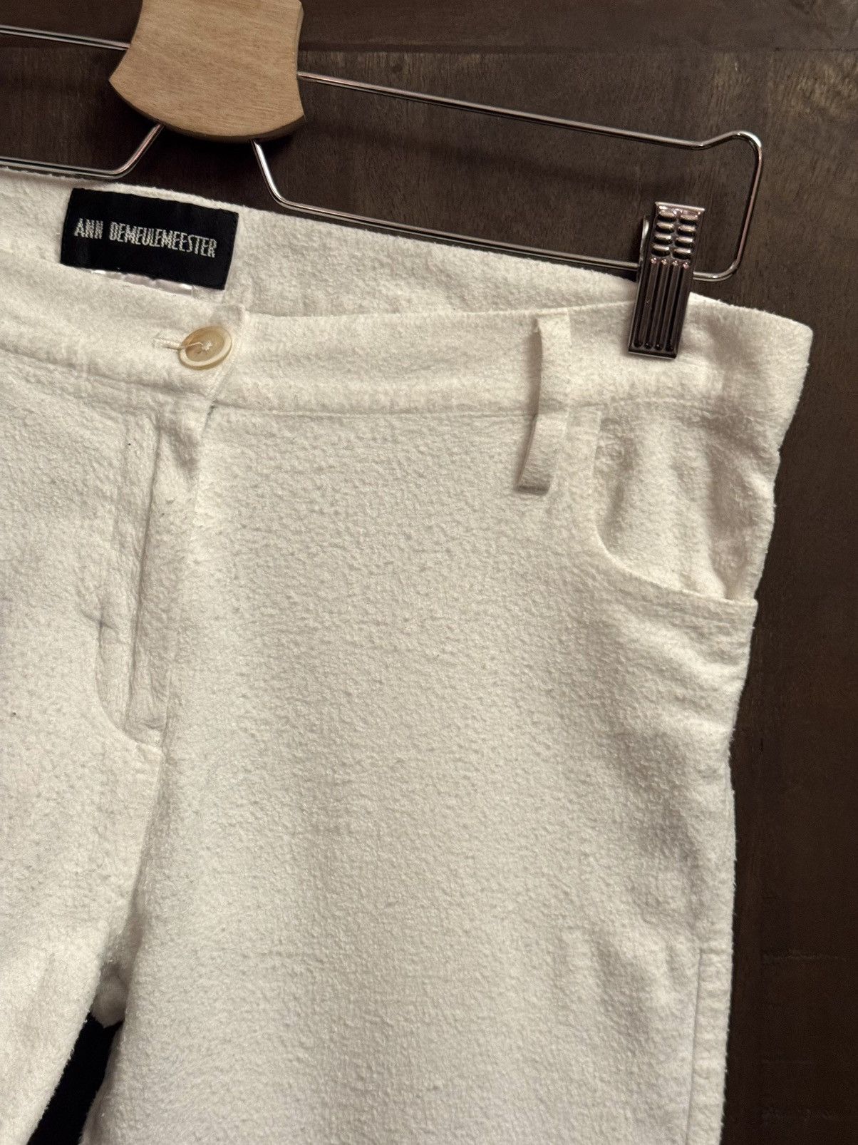 ann demeulemeester vintage slim textured pants women