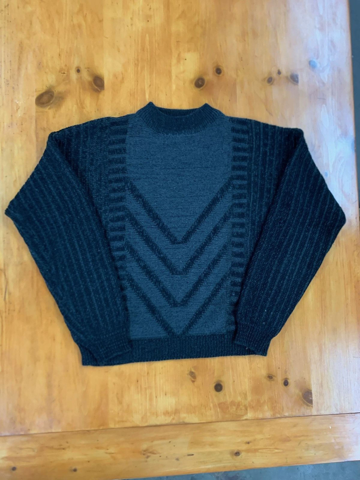 Vintage Vintage 1990s Black Bars Knit Sweater Size US L / EU 52-54 / 3 - 1 Thumbnail