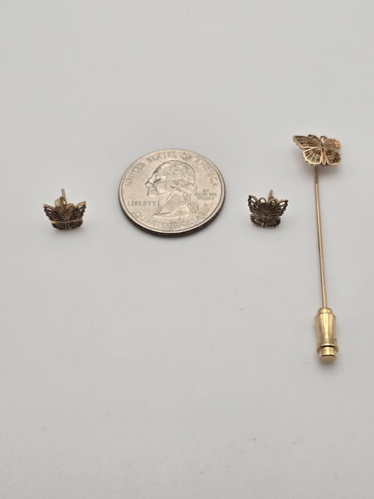 Walls Vintage Wells 12k GF Filigree Butterfly Earring & Pin Set Size ONE SIZE - 3 Thumbnail