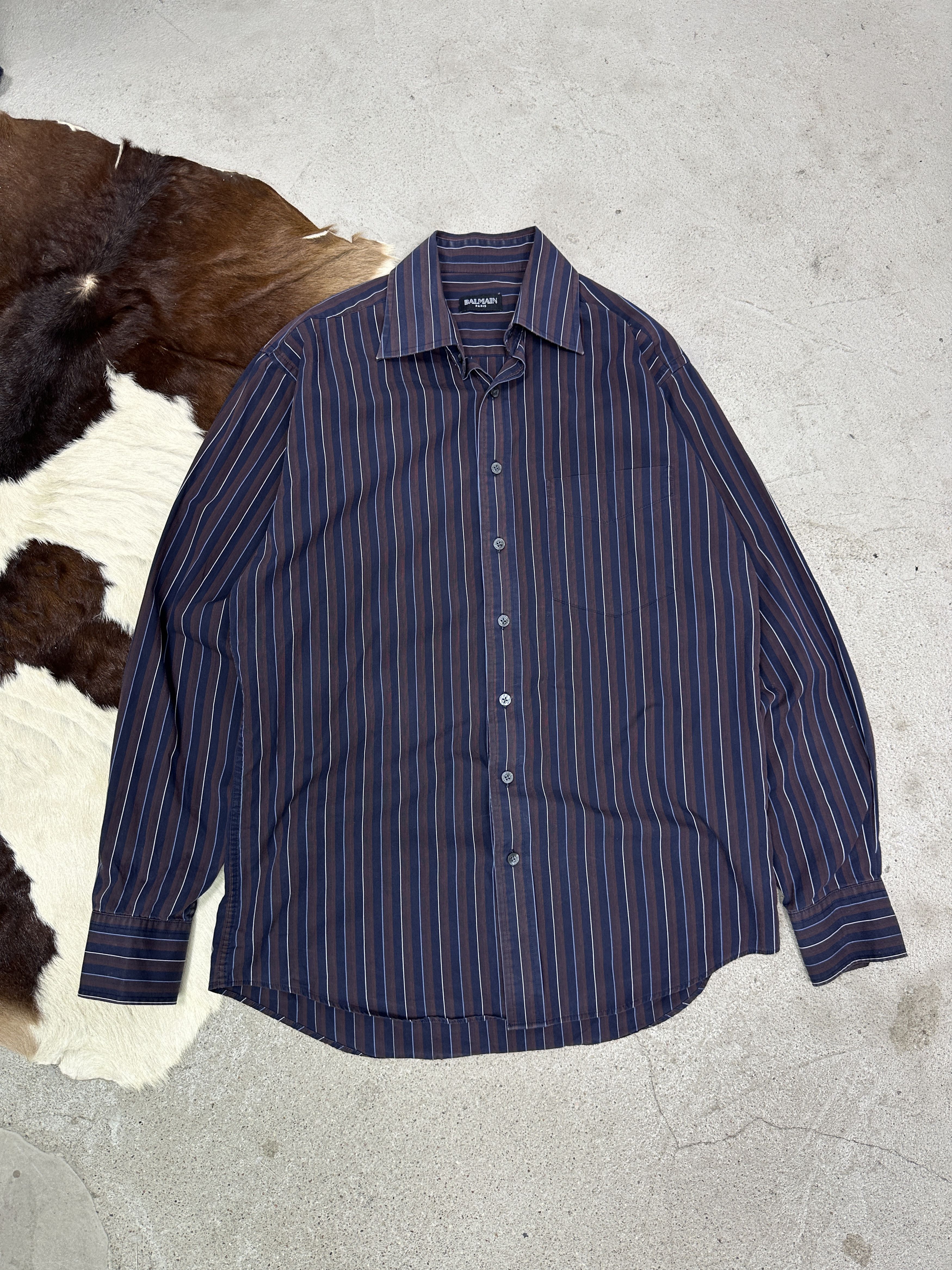 Balmain Vintage Striped Casual Elegant Formal Balmain Shirt 00s Size US M / EU 48-50 / 2 - 1 Thumbnail