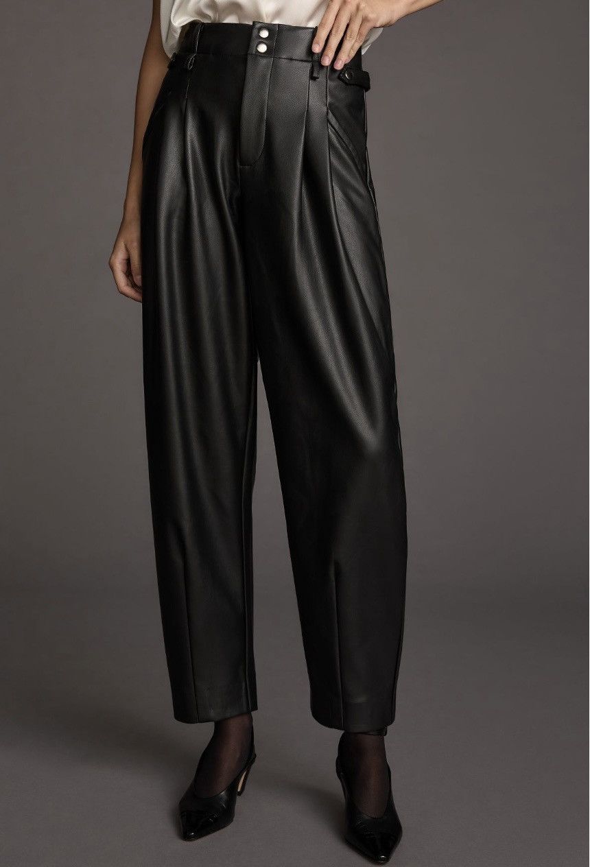 Anthropologie Anthropologie Faux Leather Tapered Pleated Pants, Size 2 Size 26" / US 2 / IT 38 - 2 Thumbnail