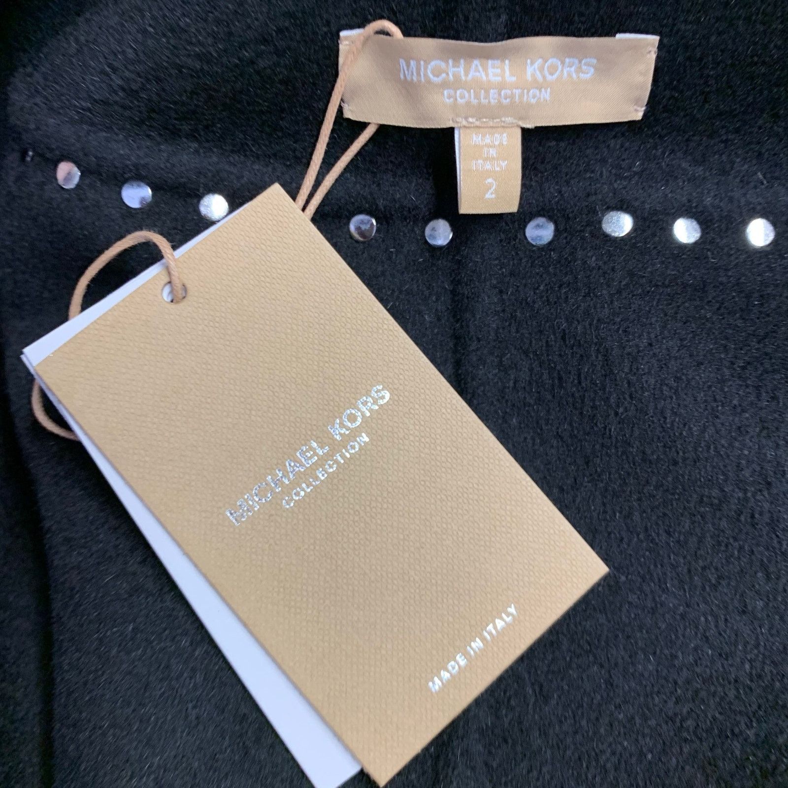 Michael Kors 2 Black Wool Angora Studded Open Front Cropped Jacket Size XS / US 0-2 / IT 36-38 - 6 Thumbnail