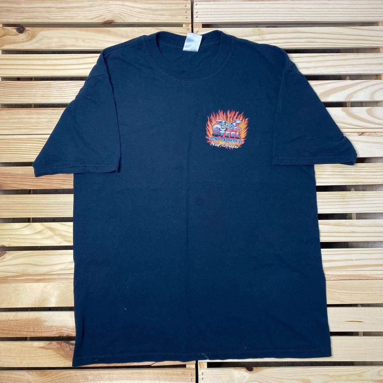Gildan Vintage Steel Pony Express NOLA Black Biker Tee Size Large Size US L / EU 52-54 / 3 - 2 Thumbnail