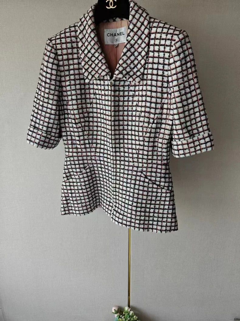 Chanel Chanel Checkered Short Sleeve Jacket Size US M / EU 48-50 / 2 - 1 Thumbnail