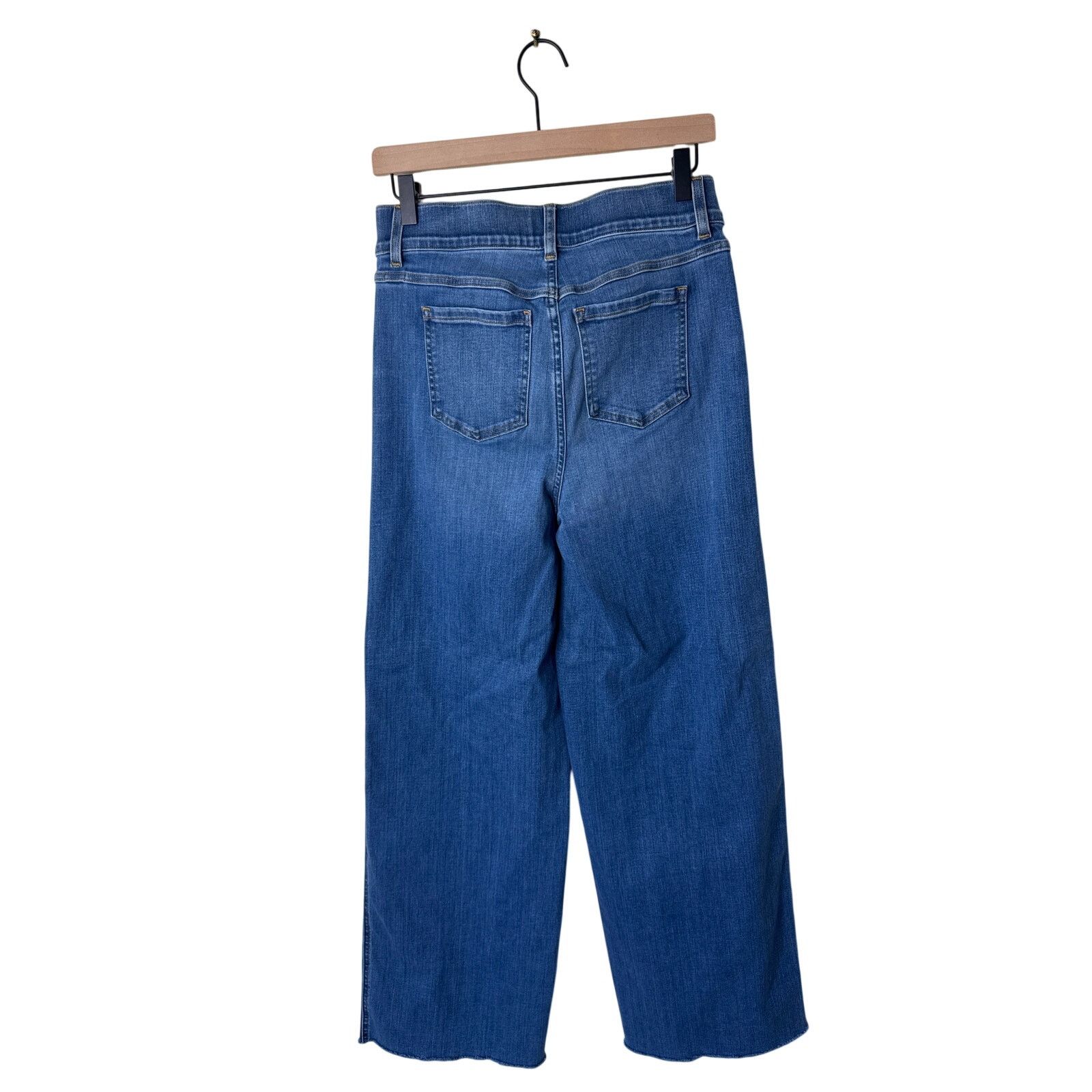 Spanx SPANX Seamed Front Wide Leg Pull On Denim Jeans Frayed Hem Size 29" - 2 Thumbnail