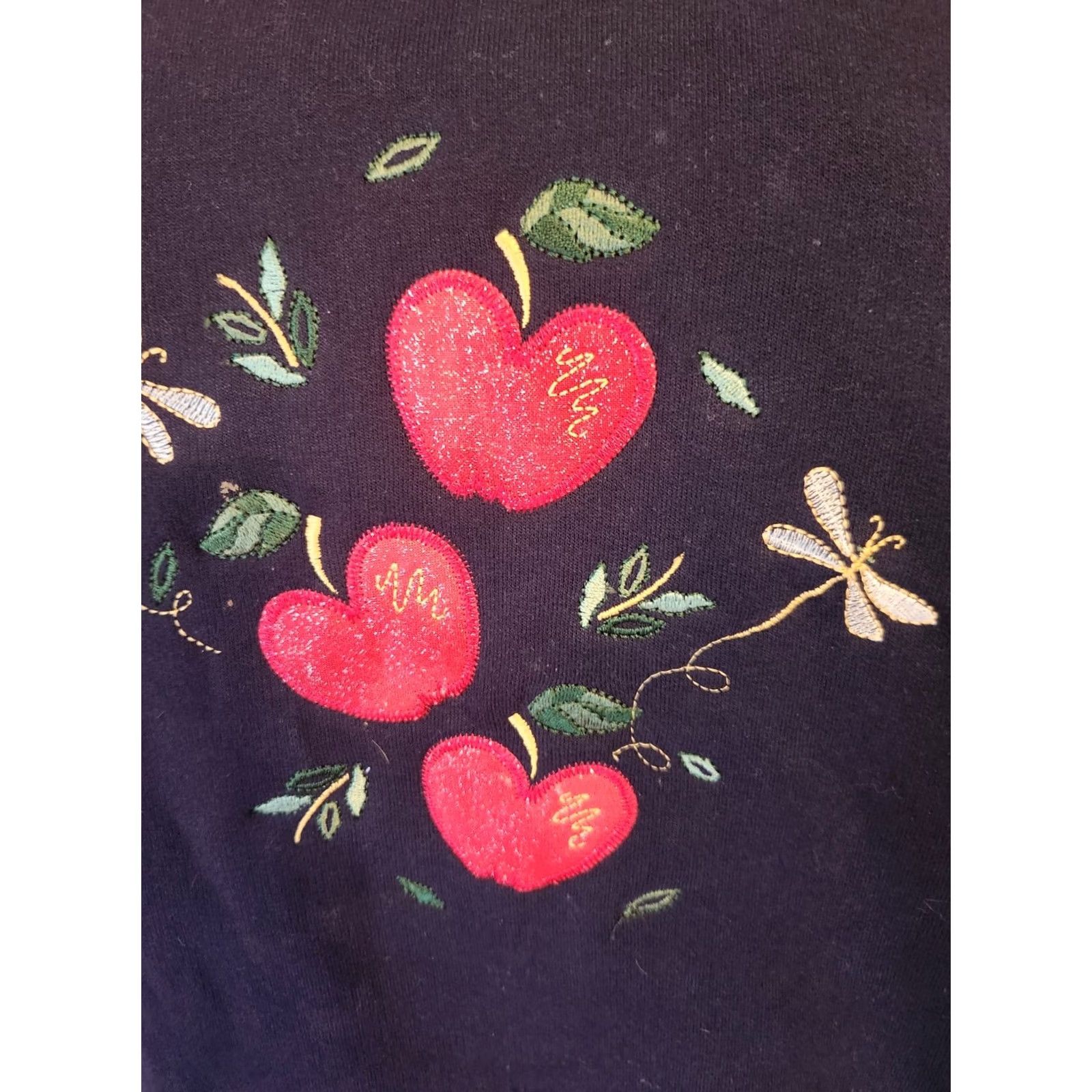 Endless VINTAGE Endless Designs Sweatshirt Embroidered Apples Blue 3X Plus Women Crew Neck Long Sleeve Pullover Cotton Polyester Clothing Designer Activewear Size XXL / US 16-18 / IT 52-54 - 3 Thumbnail