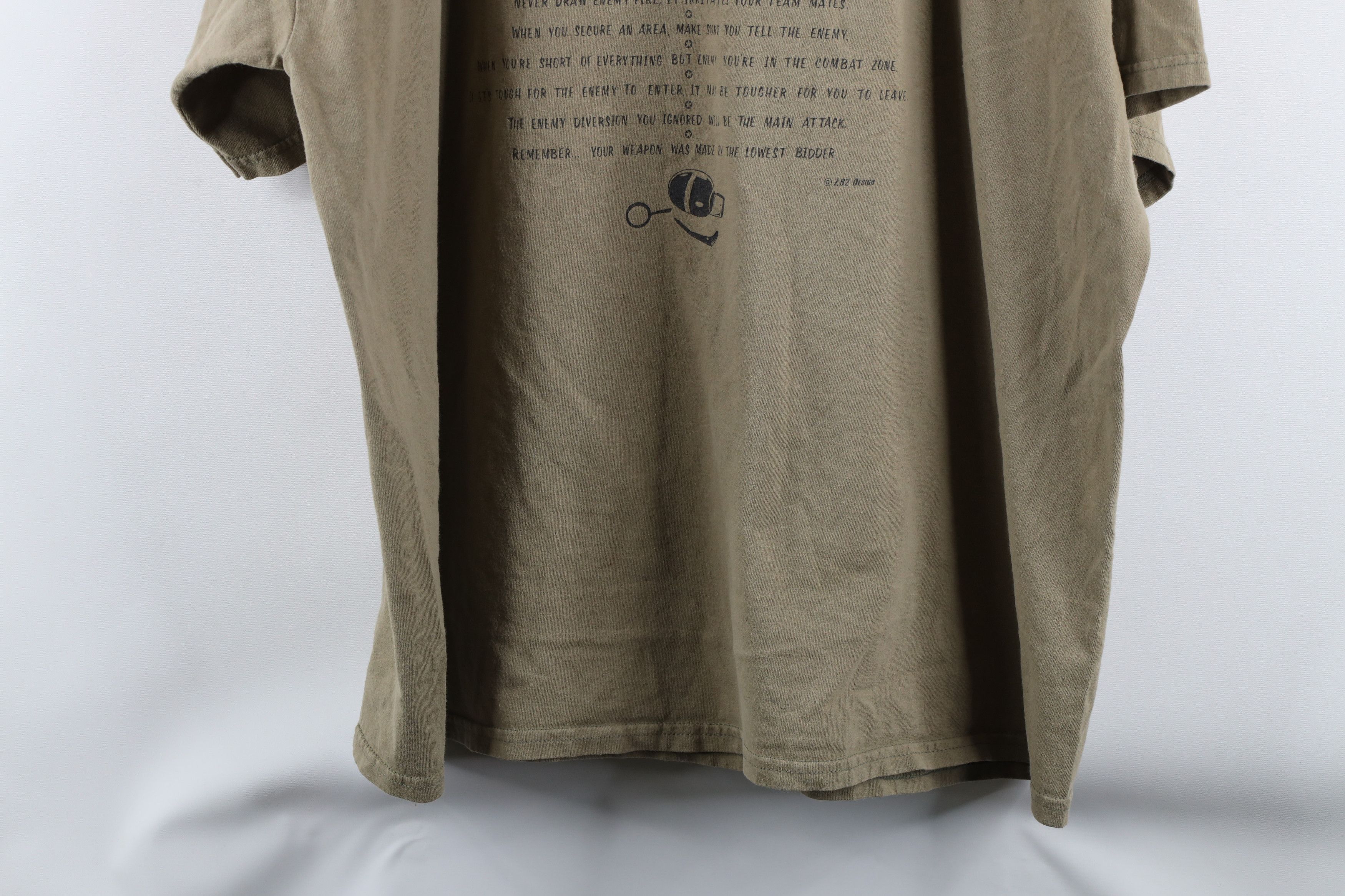 Vintage Vintage Military Murphys Laws of Combat T-Shirt Drab Green Size US XXL / EU 58 / 5 - 14 Thumbnail