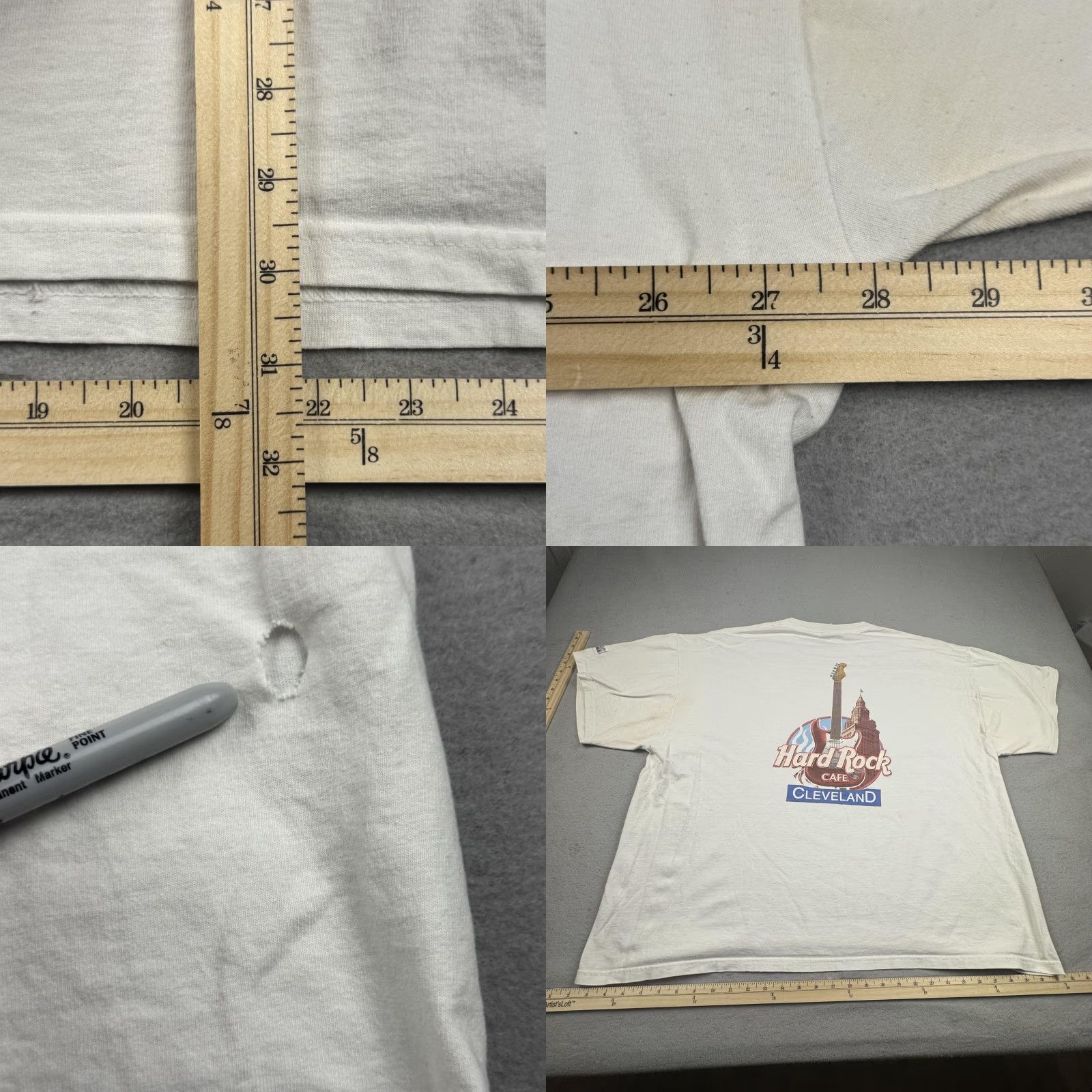 Hard Rock Cafe VINTAGE Hard Rock Cafe Cleveland Shirt Mens 3XL White Graphic Guitar Logo Cotton 90s Souvenir Mens Size US XXL / EU 58 / 5 - 8 Thumbnail
