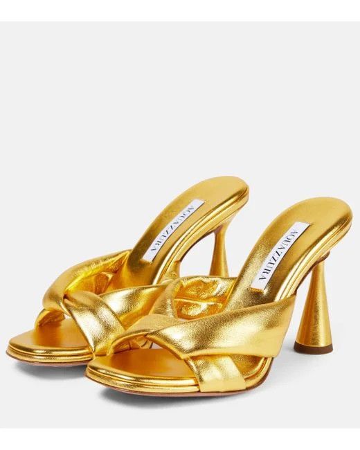 Aquazzura o1srvl11e1024 Mules in Golden Size US 7 / IT 37 - 2 Thumbnail