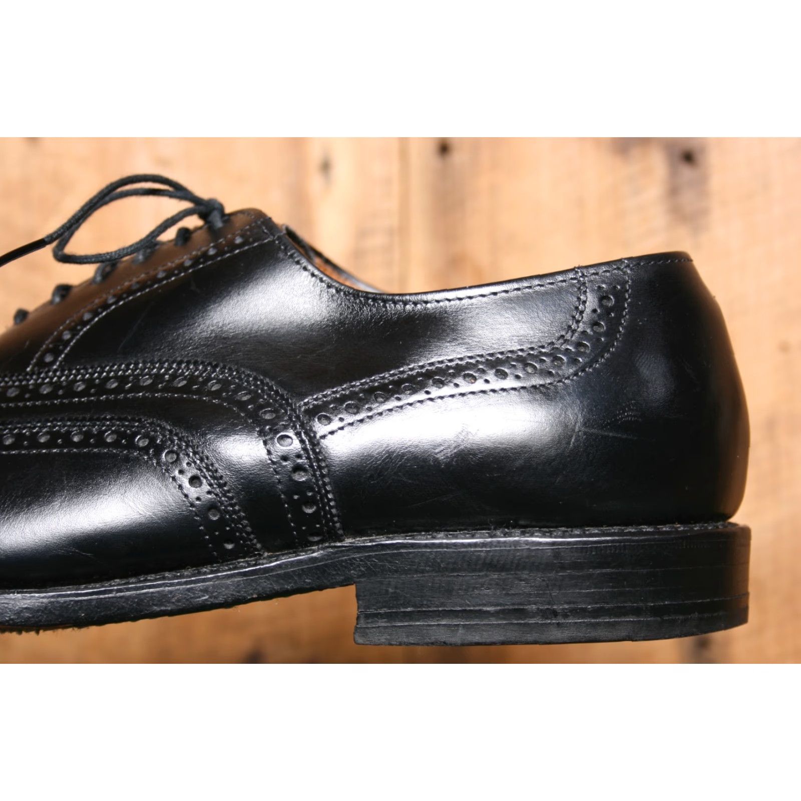 Allen Edmonds ALLEN EDMONDS Chester Black Leather Brogue Wingtip Oxfords Sz. 10D Dress Shoes Men Vintage Style Shoe Width D Size US 10 / EU 43 - 7 Thumbnail