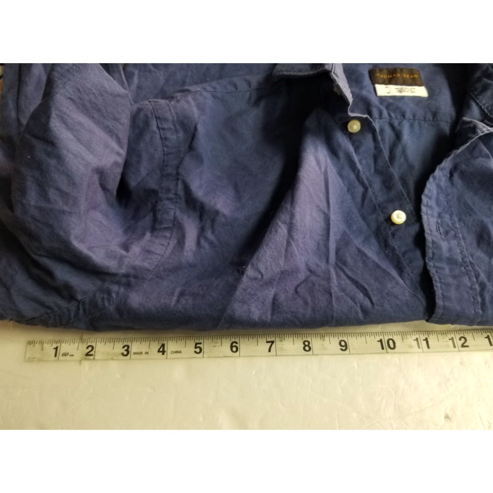 Vintage Thomas Dean & Co. Dress Shirt Mens Size M Blue Long Sleeve Button Up Collared Solid Regular Vintage No Size 40R - 3 Thumbnail