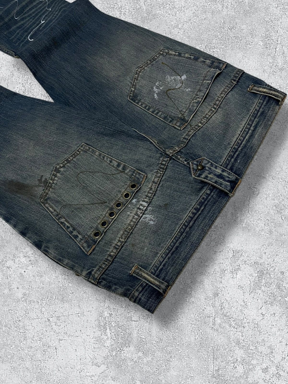 Japanese Brand Vintage 1990s Japan Designer Root Three Splash Flared Denim Size US 32 / EU 48 - 14 Thumbnail
