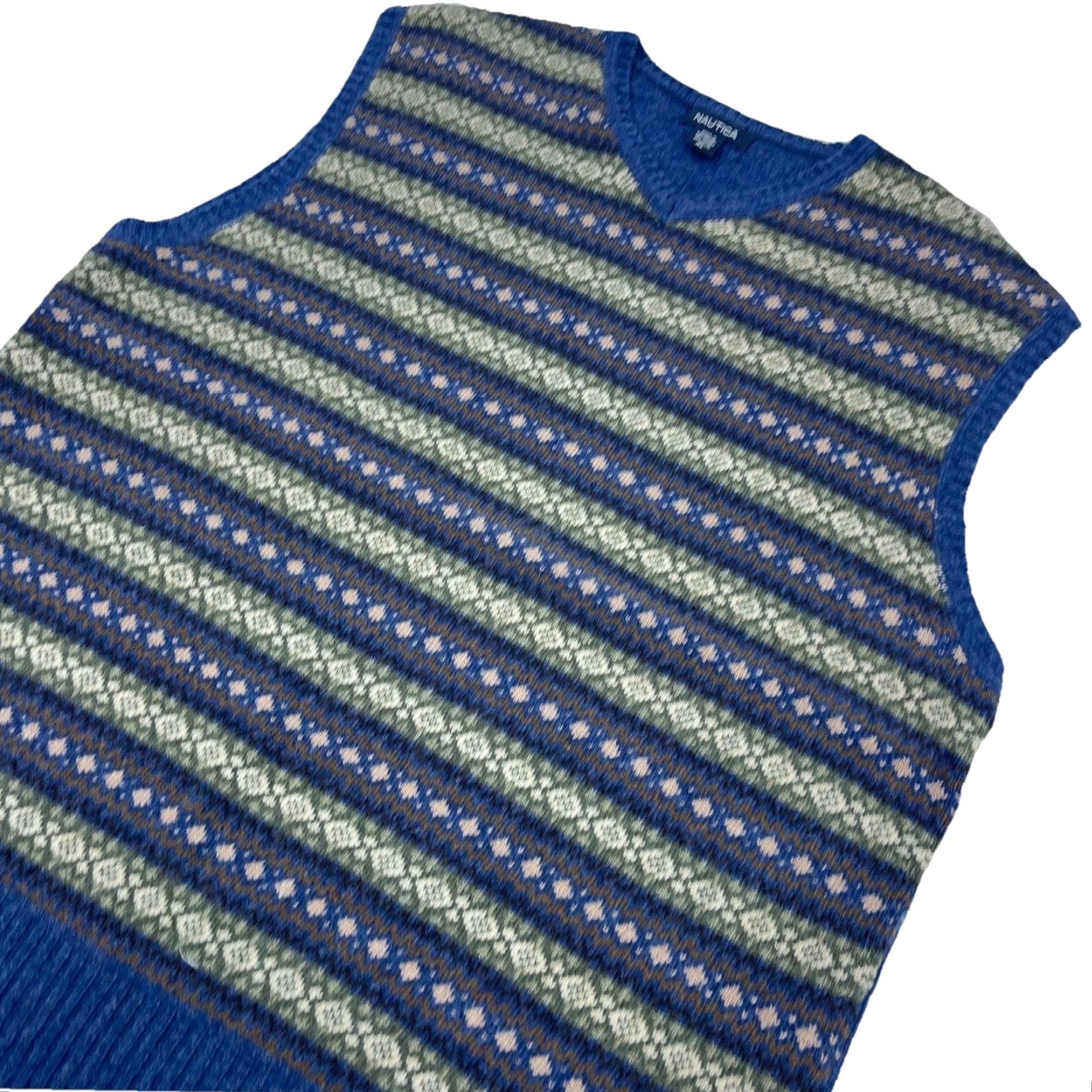 Nautica VINTAGE Nautica Sweater Vest Men XL Blue Fair Isle Wool Blend Knitted Classic Dress Casual Office Size US XL / EU 56 / 4 - 2 Thumbnail