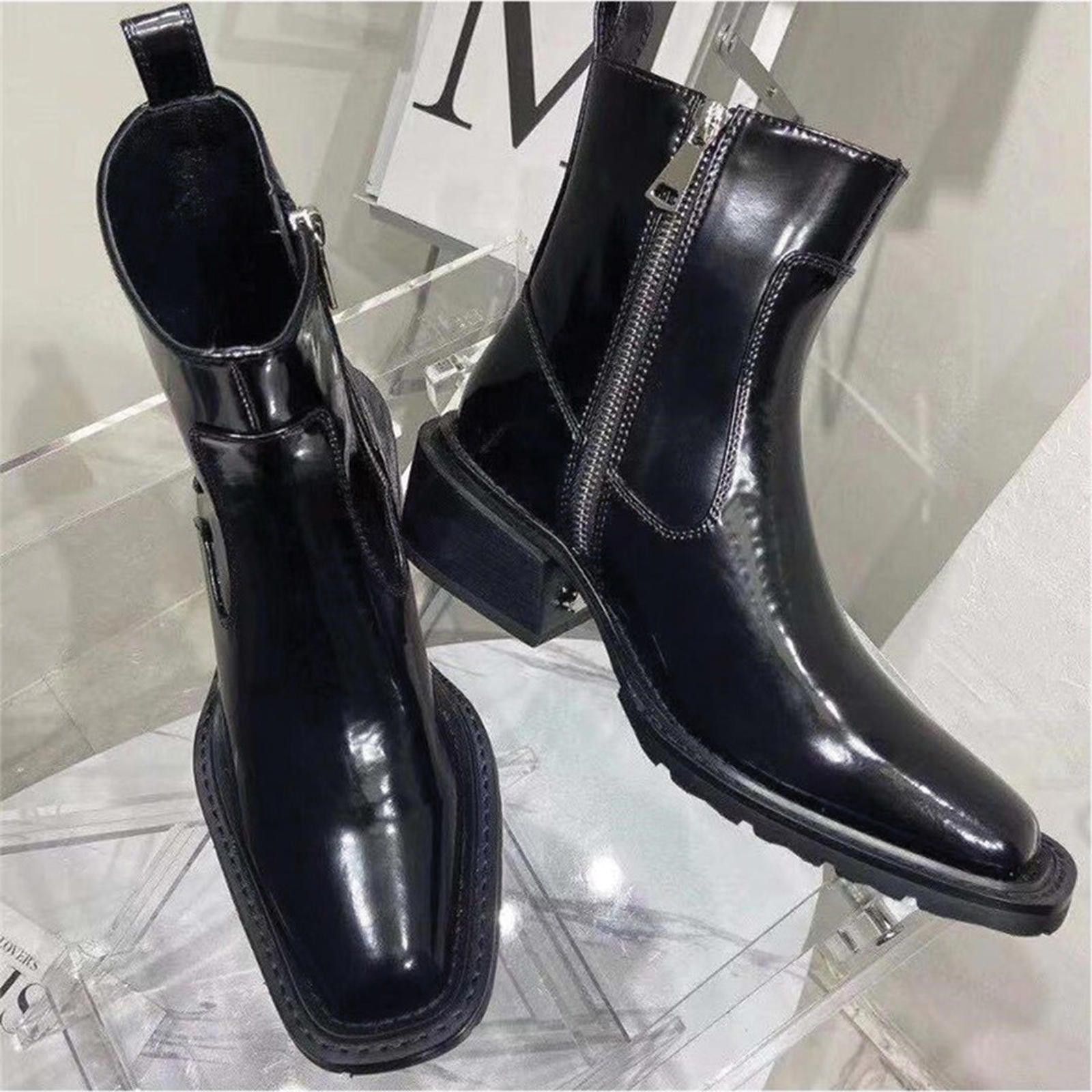 Leather Patent Leather Motorcycle Boots Size US 9 / EU 42 - 1 Thumbnail