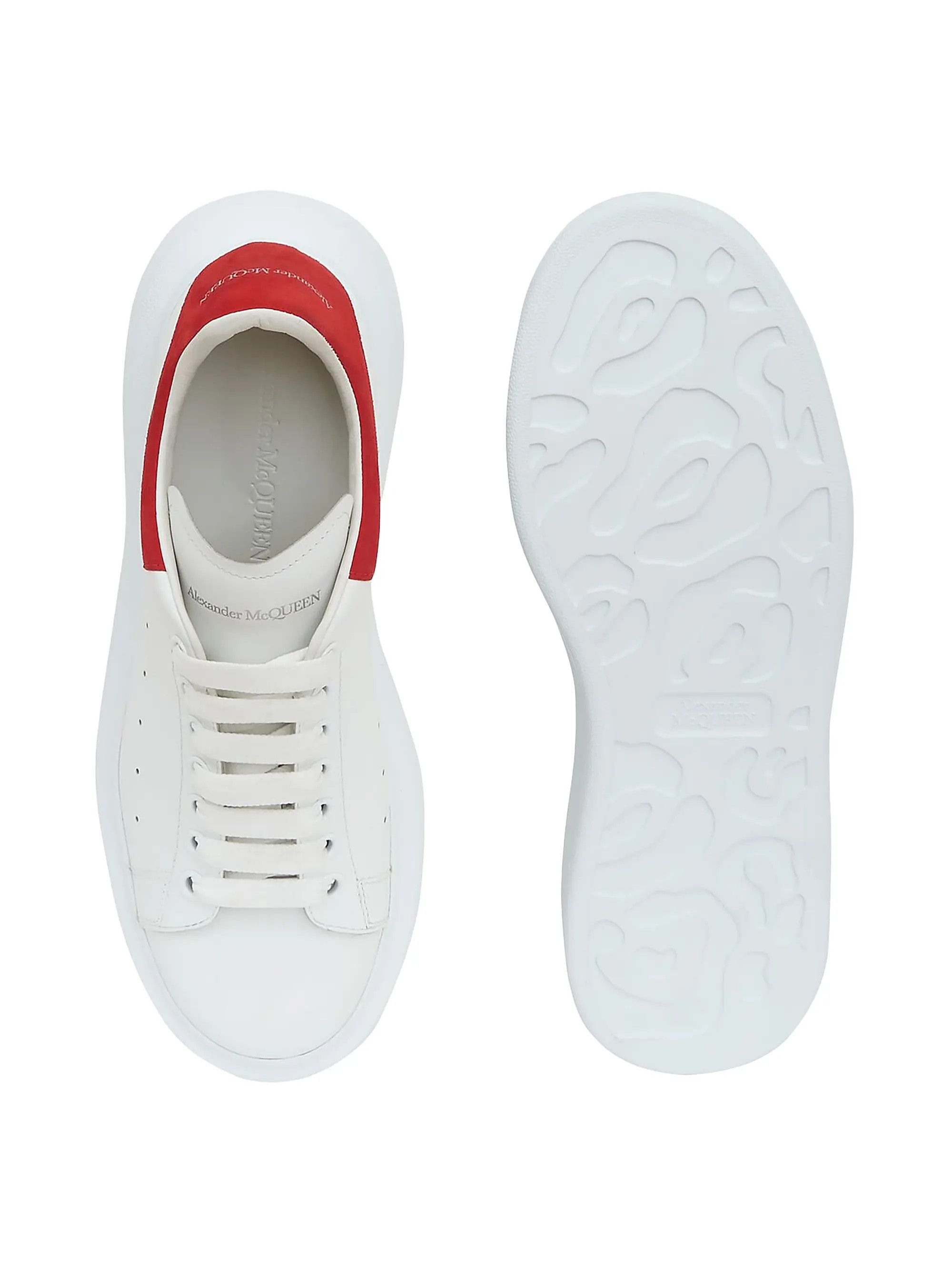 Alexander McQueen os11x0226 Oversized Leather Platform Sneakers in White/Red Size US 11 / EU 44 - 2 Thumbnail
