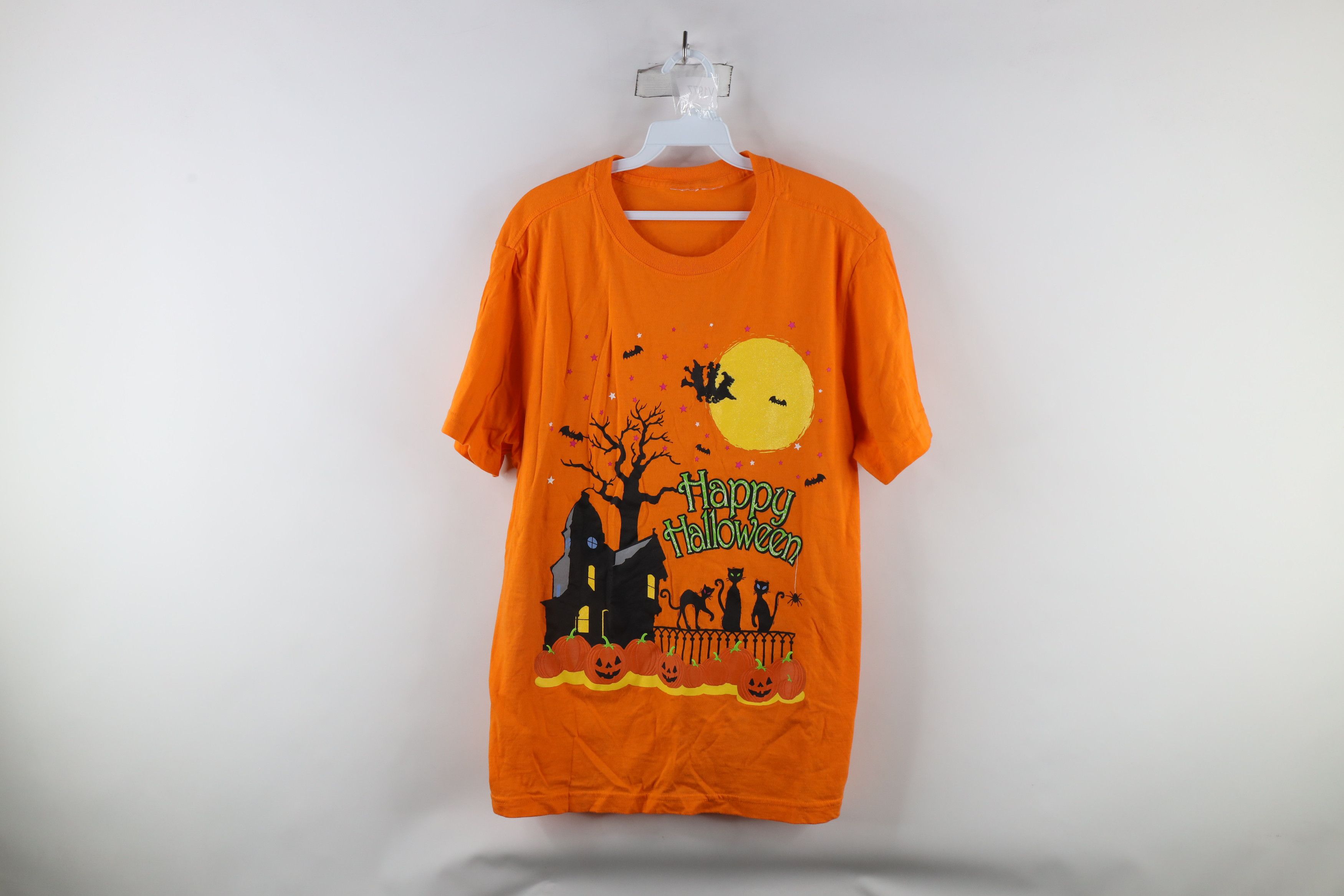 Vintage Vintage 90s Streetwear Out Happy Halloween Witch Cat T-Shirt Size XL / US 12-14 / IT 48-50 - 1 Thumbnail