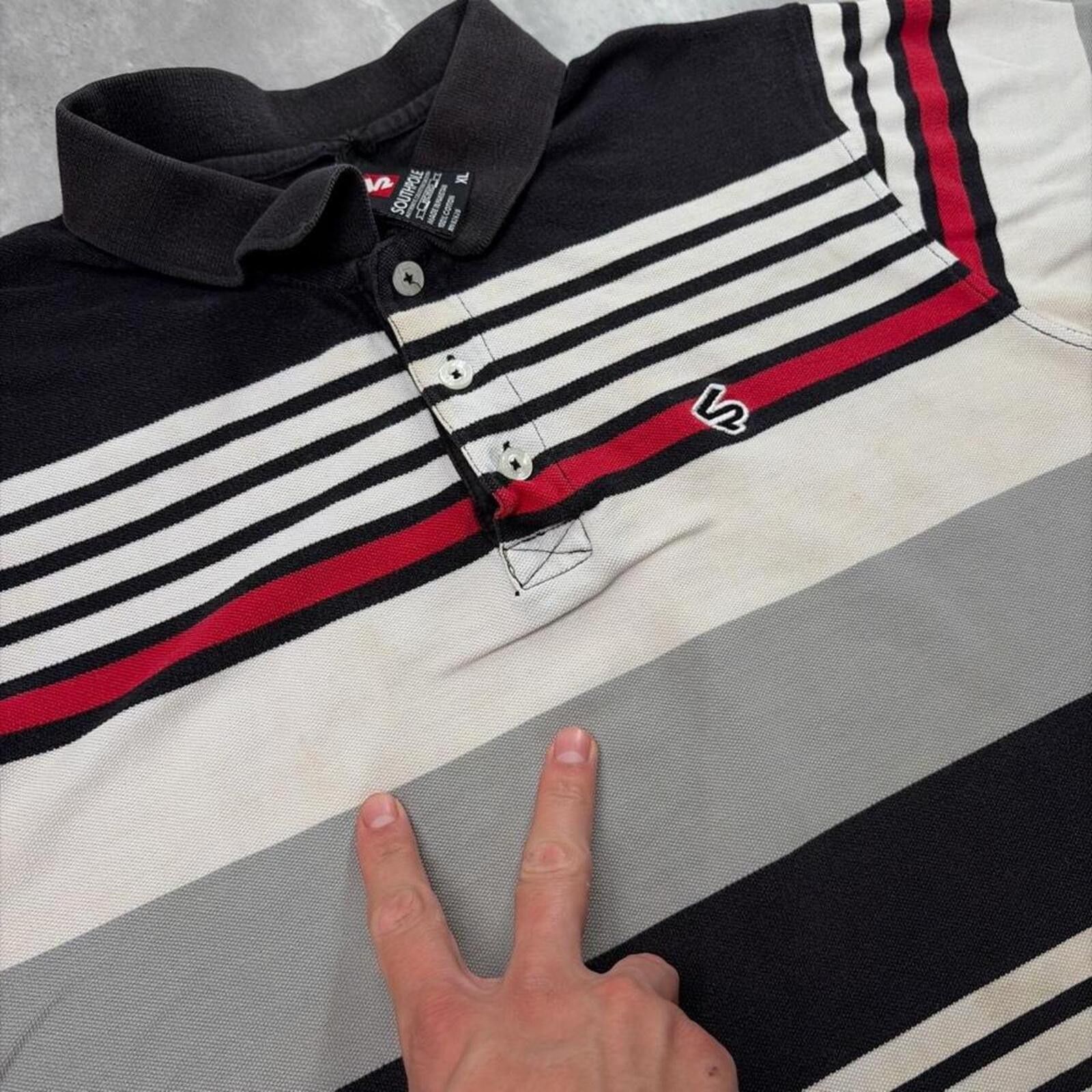 Southpole Y2K Southpole Striped Gothic Distressed Skater Polo Shirt Size US M / EU 48-50 / 2 - 6 Thumbnail