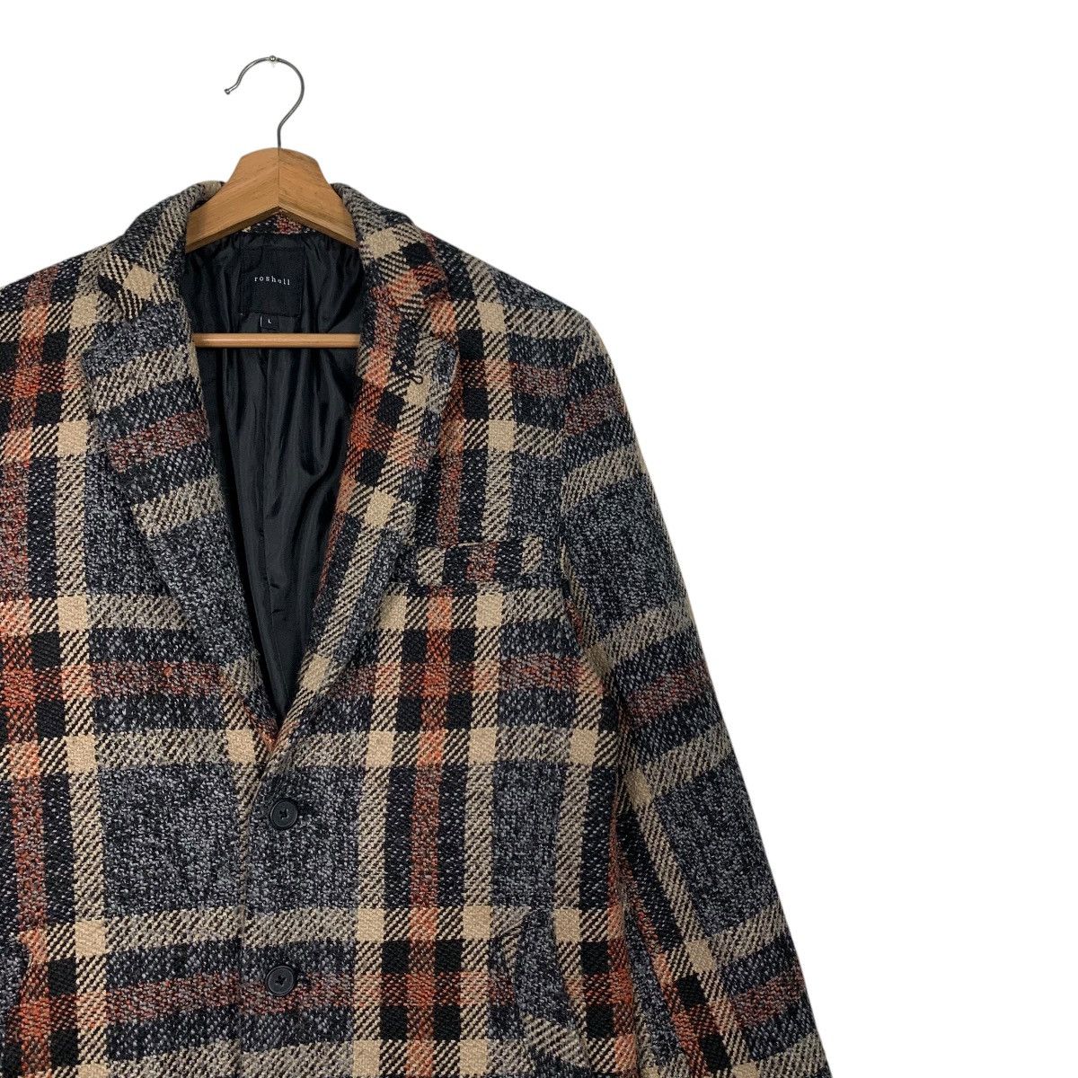 Japanese Brand ROSHELL Tartan Tweed Formal Jacket Blazer #2482-C111 Size L / US 10 / IT 46 - 5 Thumbnail