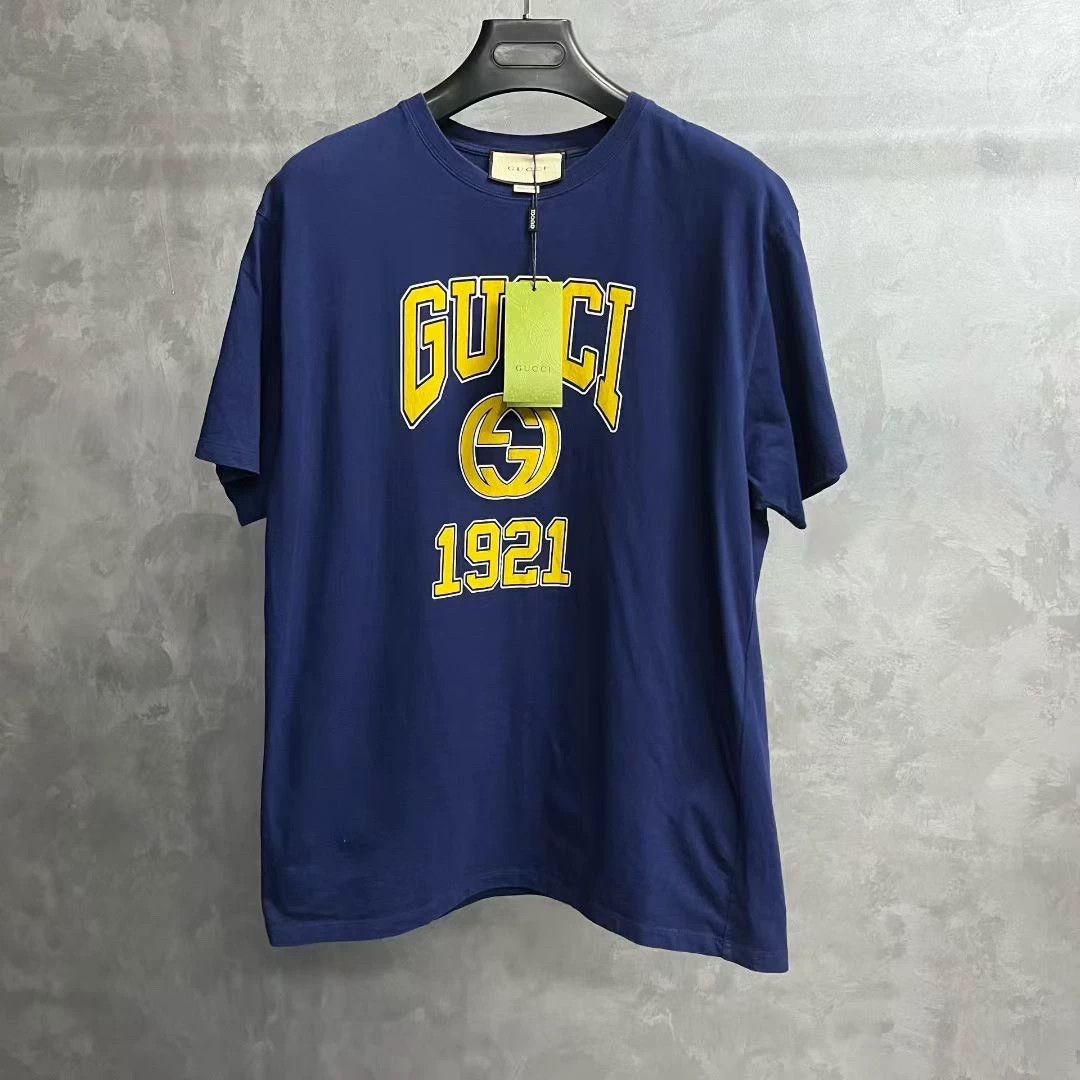 Gucci gucci navy cotton t-shirt with logo Size US L / EU 52-54 / 3 - 1 Thumbnail