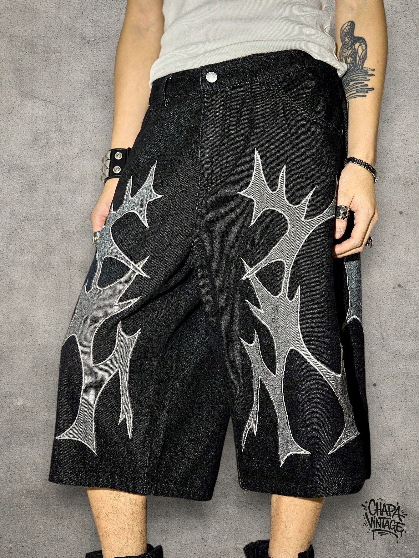 Japanese Brand Punk graphic denim shorts Size US 34 / EU 50 - 4 Thumbnail