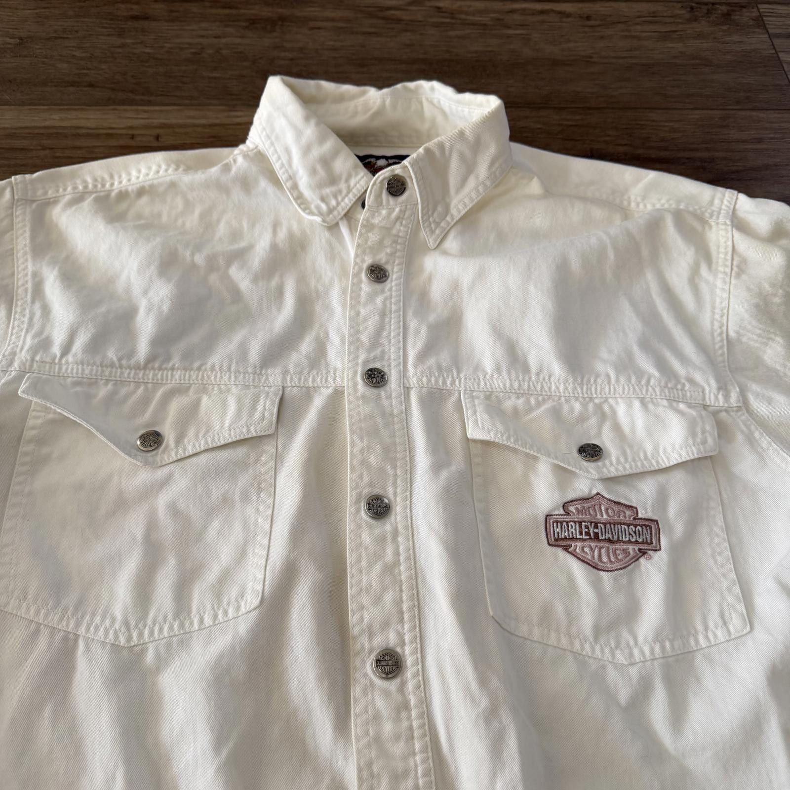 Harley Davidson Vintage Harley Davidson Biker Snap Shirt Y2K Size US L / EU 52-54 / 3 - 2 Thumbnail