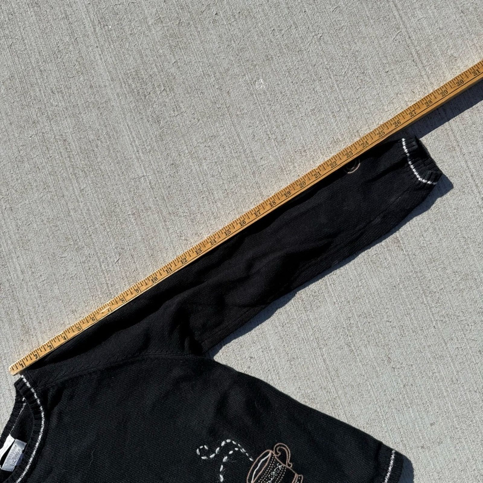 Vintage Y2K Black Coffee Cup Embroidered Crew Neck Sweater MEDIUM Size M / US 6-8 / IT 42-44 - 7 Thumbnail