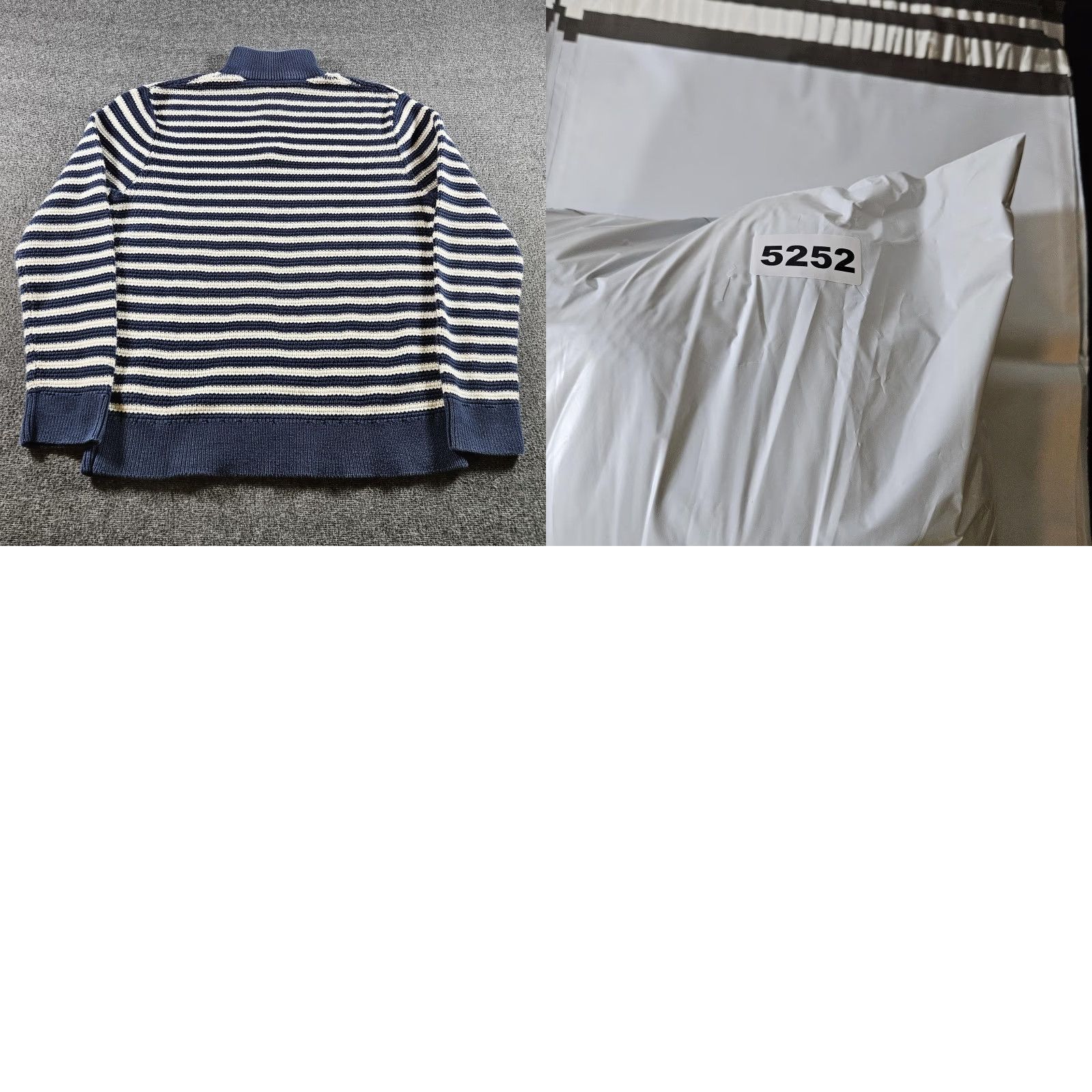 J.Crew J.Crew Sweater Mens XL Blue White Stripe Cotton Chunky Knit 1/4 Zip Mock Neck Size US XL / EU 56 / 4 - 8 Thumbnail