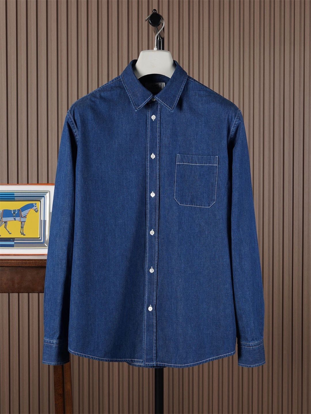 Hermes Hermes Men's Blue Denim Shirt Size US M / EU 48-50 / 2 - 1 Thumbnail