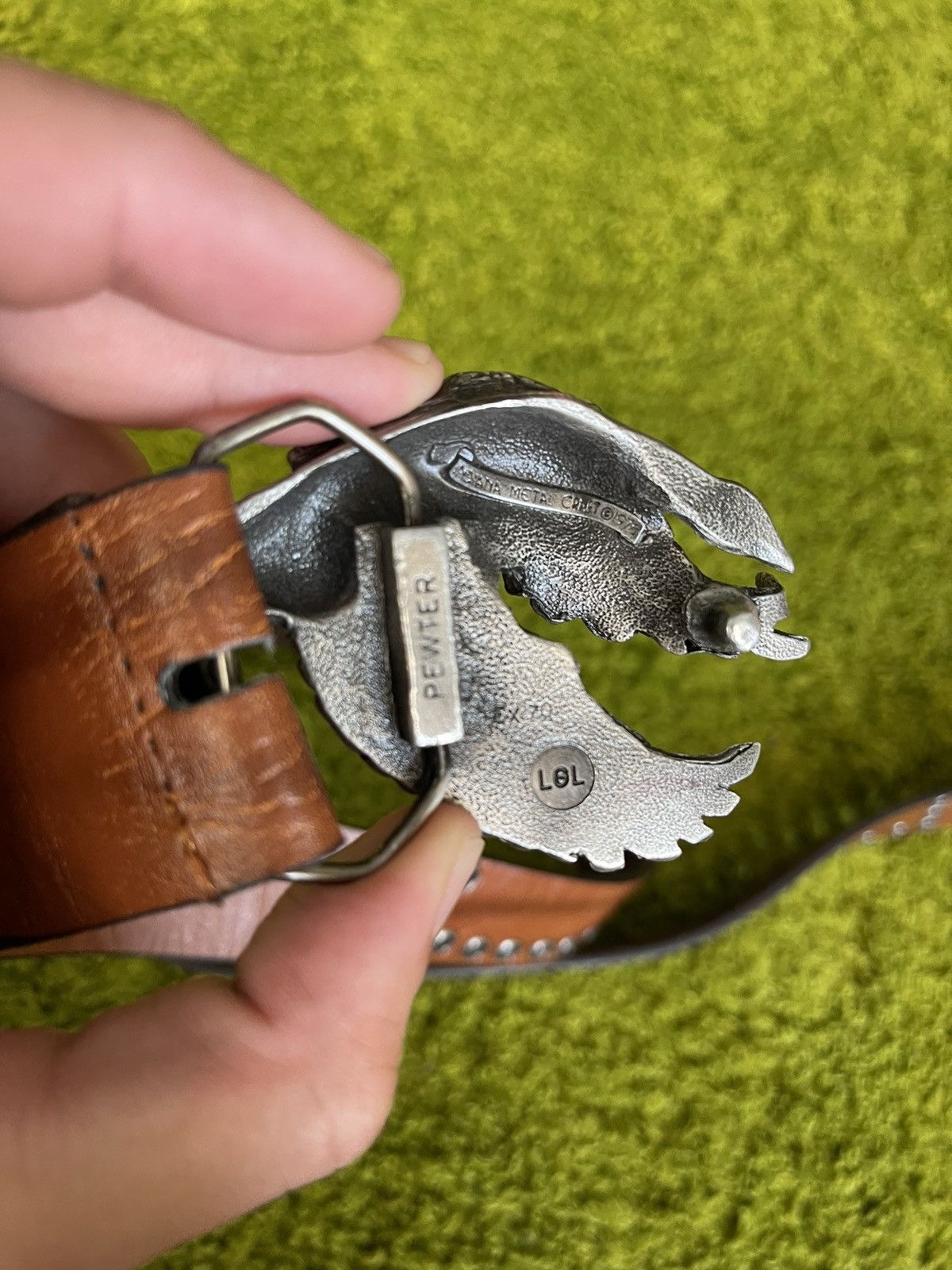 Cowboy Equipment × Vintage 🇺🇸 1978 vintage Indiana Metal Craft cowboy leather belt Size 38 - 3 Thumbnail