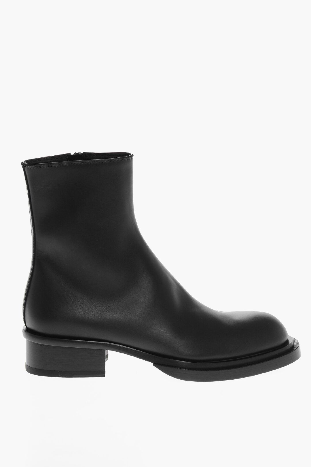 og1mm0925 Leather Heeled Ankle Boots in Black