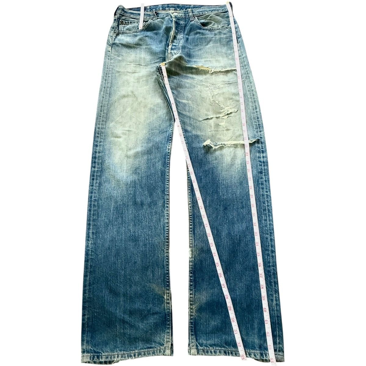 Levi's Vintage 90s Levis 501 Mud Wash Distress Loose Jeans Size US 32 / EU 48 - 7 Thumbnail