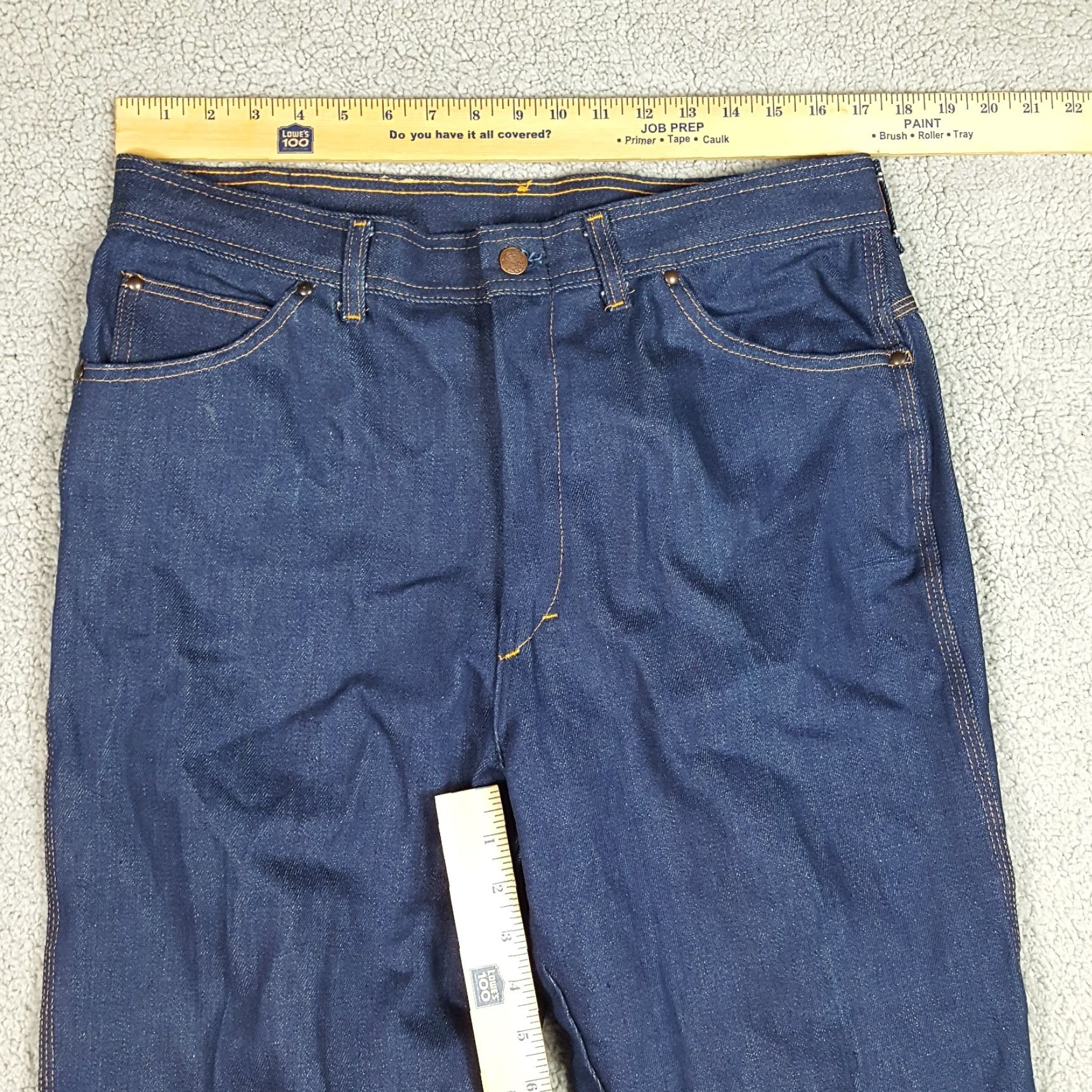 Denime VINTAGE Rugged 80s Cowboy Jeans Men’s 35x29 Dark Wash Denim Blue 5-Pocket Retro Grunge Size US 35 - 3 Thumbnail