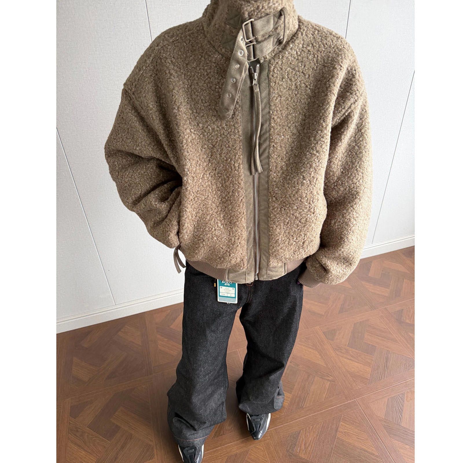 Vintage Beige Oversized Fleece Jacket, Cozy Warm Outerwear Size US L / EU 52-54 / 3 - 3 Thumbnail