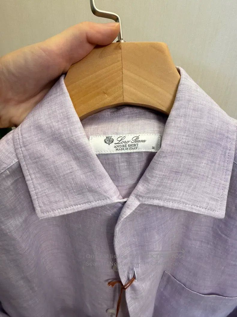 Loro Piana Loro Piana 25 New Shades of Lilac Purple Men's Linen Shirt Size XS / US 0-2 / IT 36-38 - 3 Thumbnail