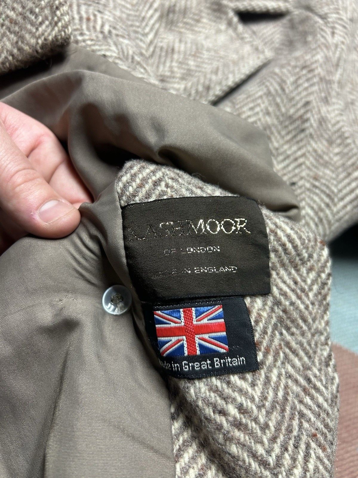 Vintage Kashmoor wool trench coat double breasted herringbone 16.5 Size L / US 10 / IT 46 - 6 Thumbnail