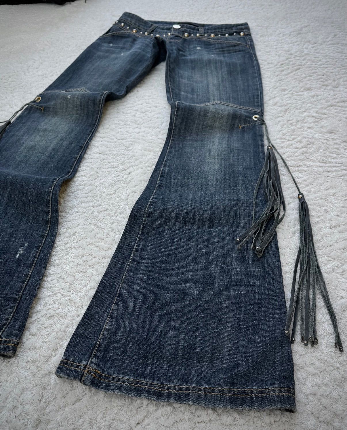 If Six Was Nine × Japanese Brand Celyn B. Sword Knee Tassel Flared Jeans Size US 29 - 5 Thumbnail