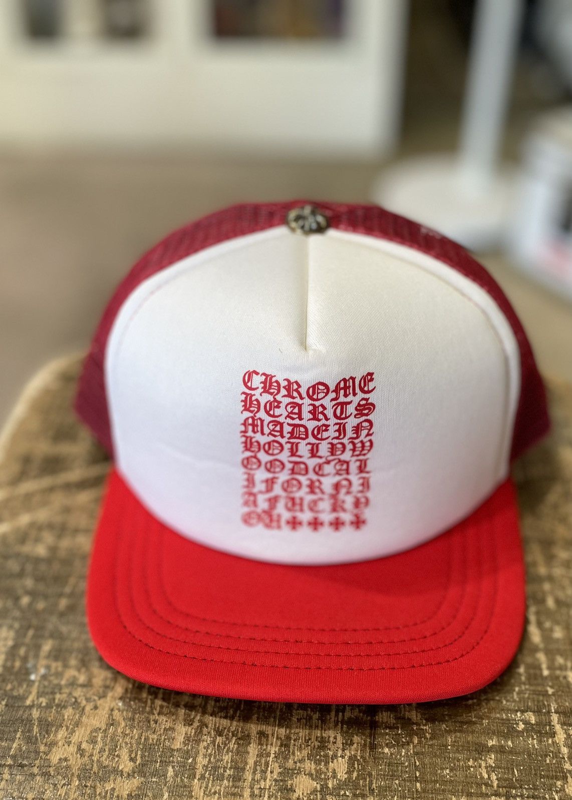 Chrome Hearts Chrome Hearts Chrome Hearts Eye Chart Trucker Hat Red Size ONE SIZE - 1 Thumbnail