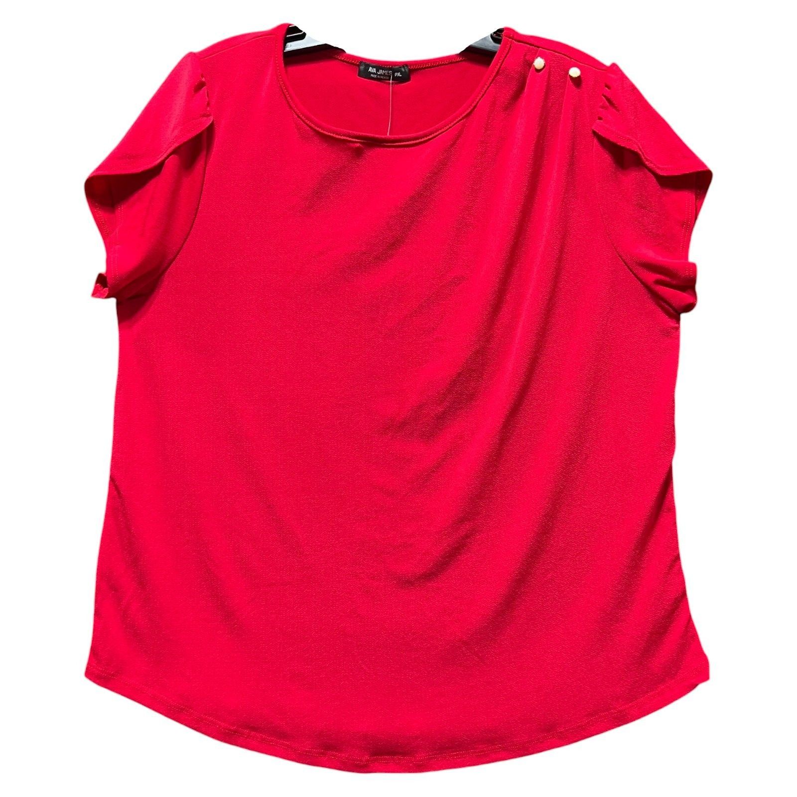 Other AVA James - Women's Short Sleeve Blouse - Red - PXL Size ONE SIZE - 1 Thumbnail