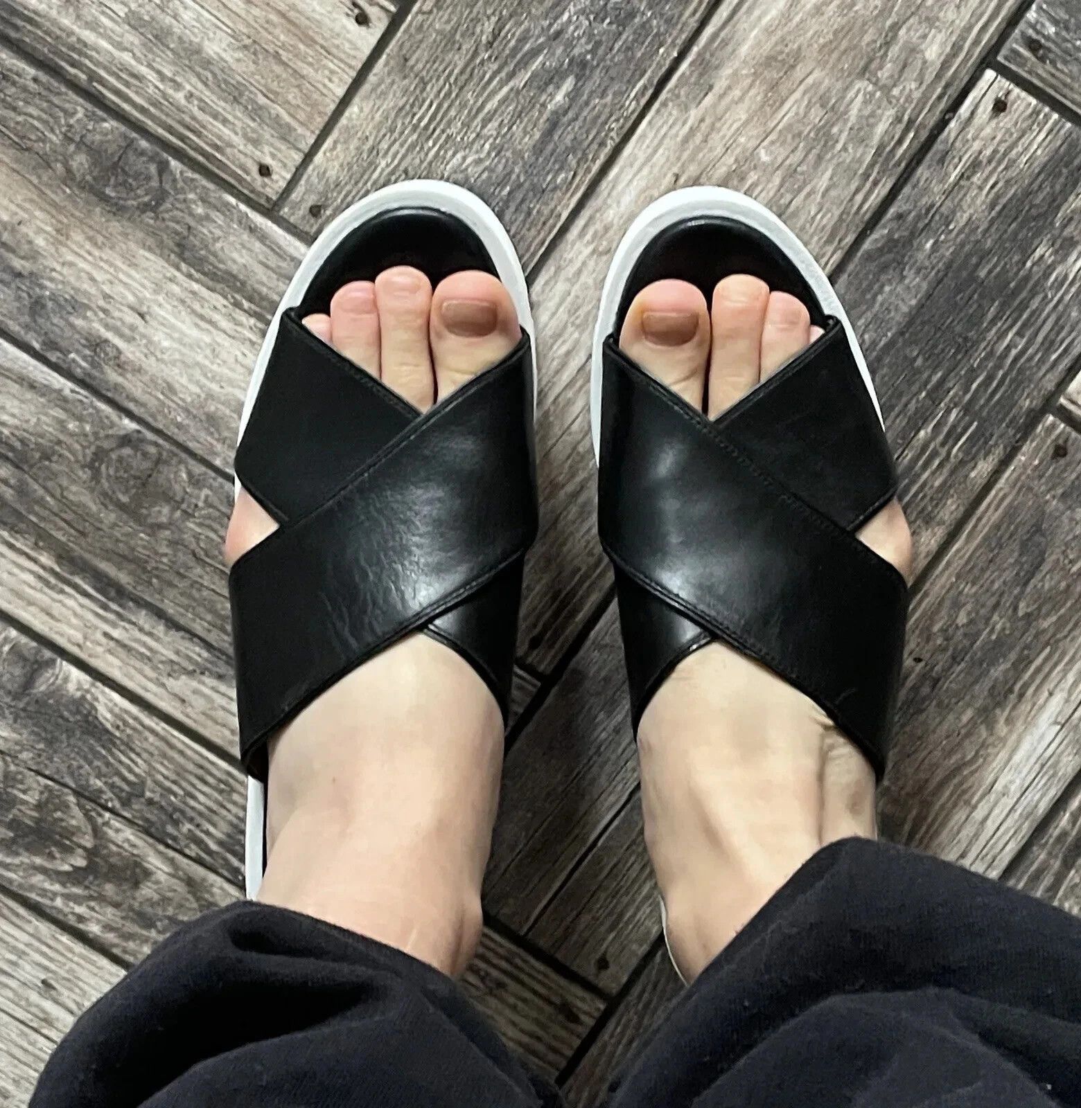 & Other Stories & Other Stories Leather Flatform Sandals Shoes Slide Black Size US 9 / IT 39 - 5 Thumbnail