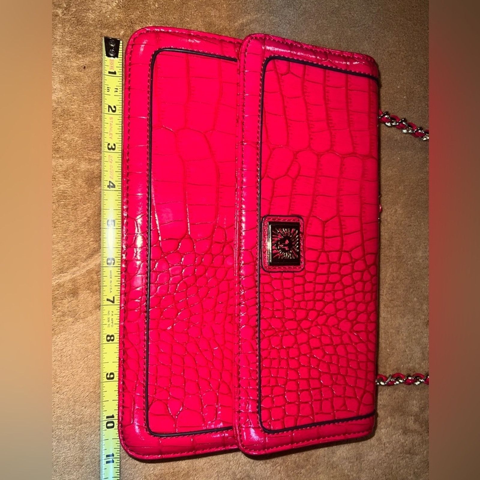 Anne Klein Anne Klein Purse Red Crocodile Patent Handbag Gold accents Size ONE SIZE - 5 Thumbnail