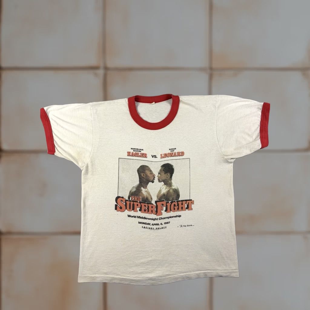 Sugar VINTAGE Sugar Ray Leonard Boxing Shirt Mens S White 1990s Marvin Hagler Graphic Tee Men Size US S / EU 44-46 / 1 - 1 Thumbnail