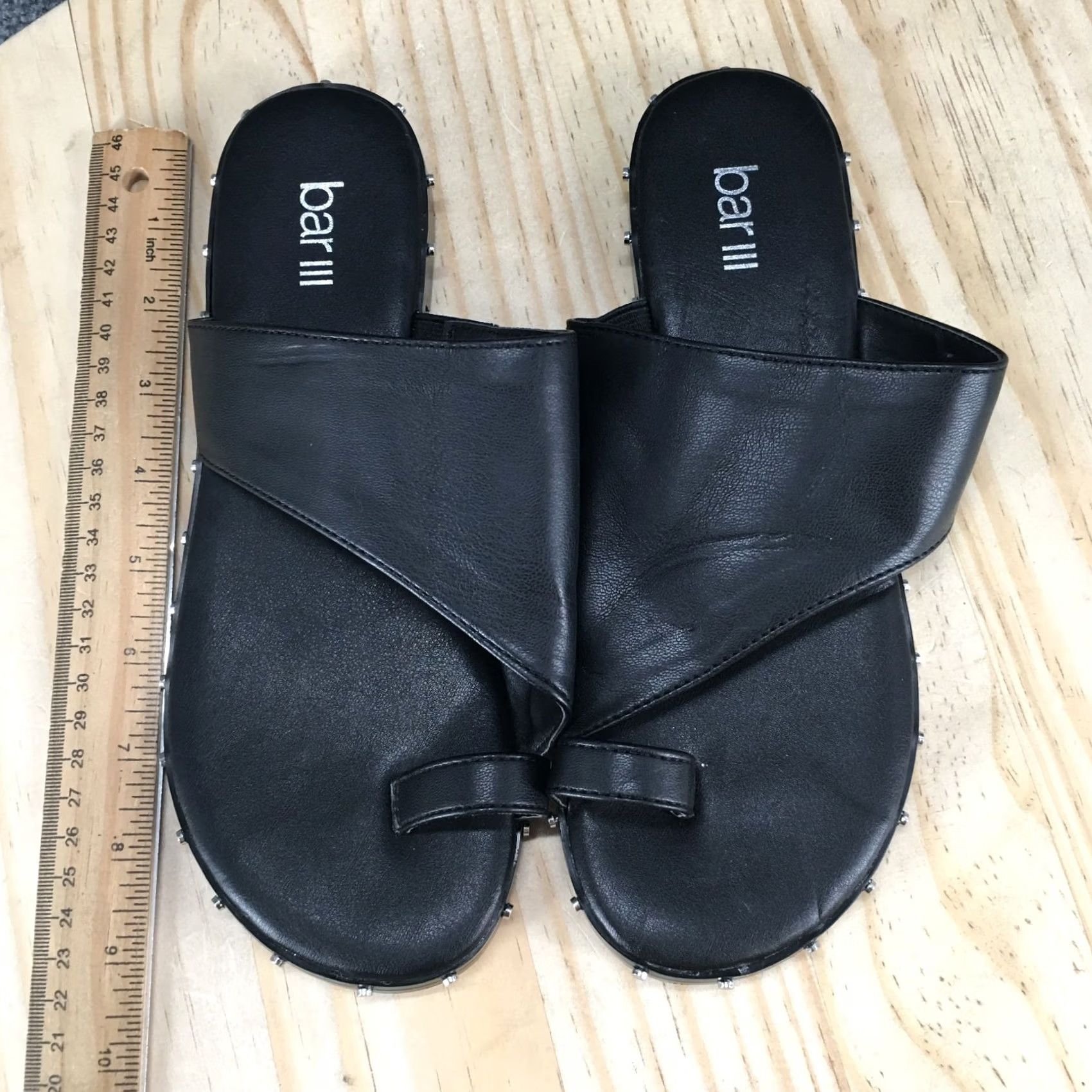 Bar III Bar III Sandals Women 6.5M Hattie Thong Black Faux Leather Studded Casual NEW Size US 7 / IT 37 - 7 Thumbnail
