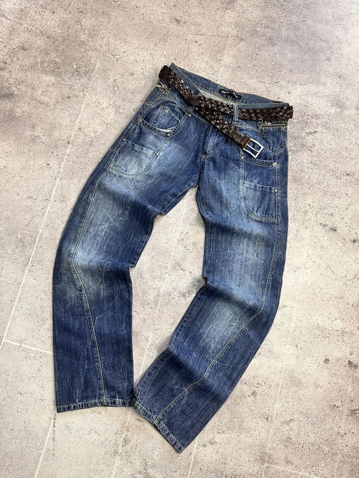 Armani × Hysteric Glamour × If Six Was Nine Vintage Armani Jeans style Ed hardy Balenciaga Cargo Baggy Size US 31 - 14 Thumbnail
