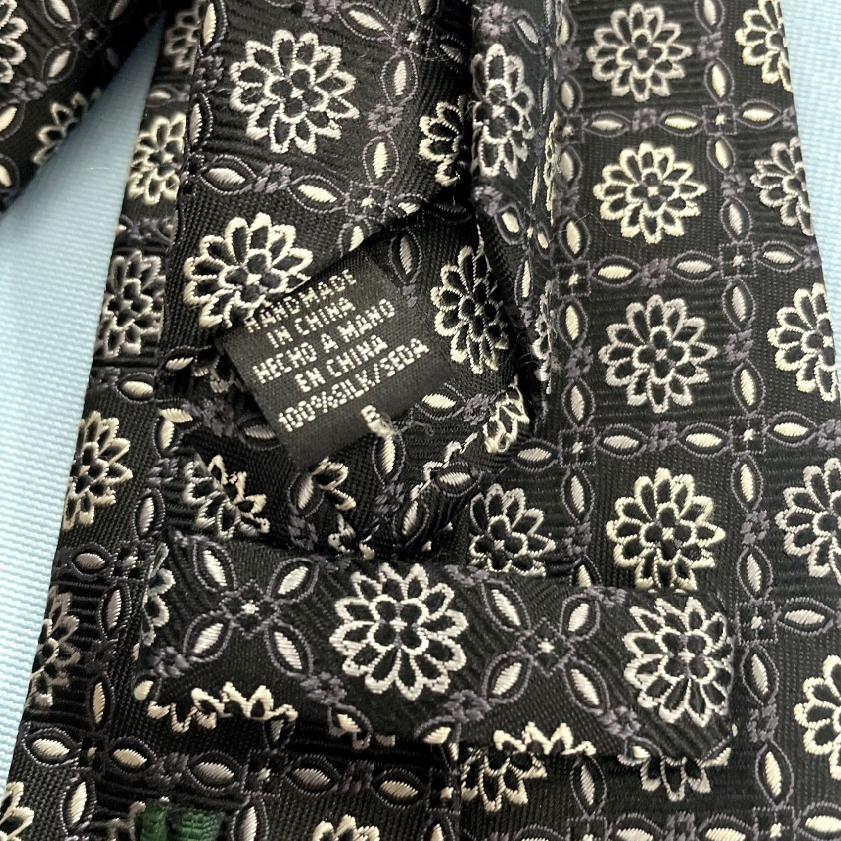 Vintage VINTAGE Necktie Silk Tie Deco Floral Woven Texture Blue White 4x60" Geometric Vintage Capsule Necktie Mens Size ONE SIZE - 6 Thumbnail