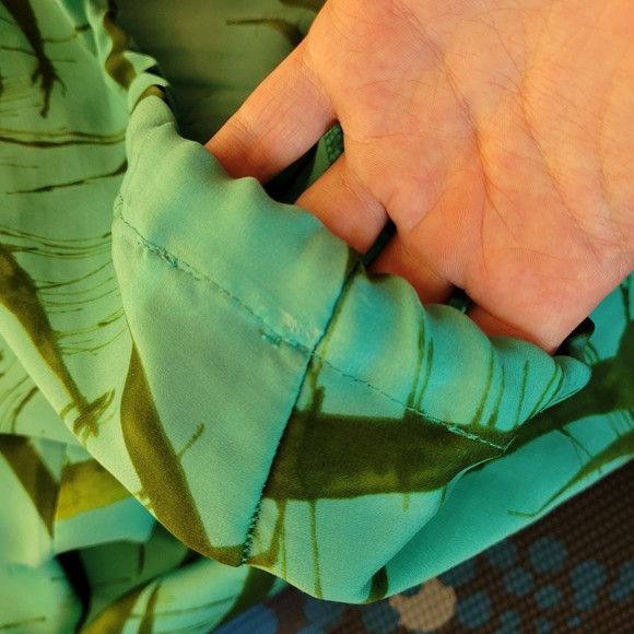 Other Ramona La Rue 100% Crepe Teal Green Leaf pants - S Size 27" / US 4 / IT 40 - 5 Thumbnail